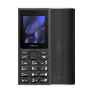 Teléfono Nokia 105 con diseño ergonómico, teclado de goma antipolvo y batería de larga duración.