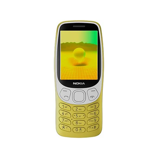 Teléfono móvil Nokia 3210 4G (2024) en color azul con diseño clásico, cámara de 2MP y el juego Snake. Un móvil básico con conectividad 4G para llamadas y SMS.