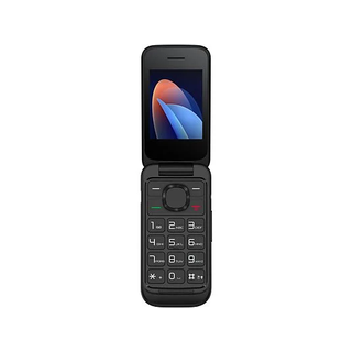Teléfono móvil TCL OneTouch 5023 negro, tipo concha, con teclas grandes, pantalla de 2,4" y base de carga incluida